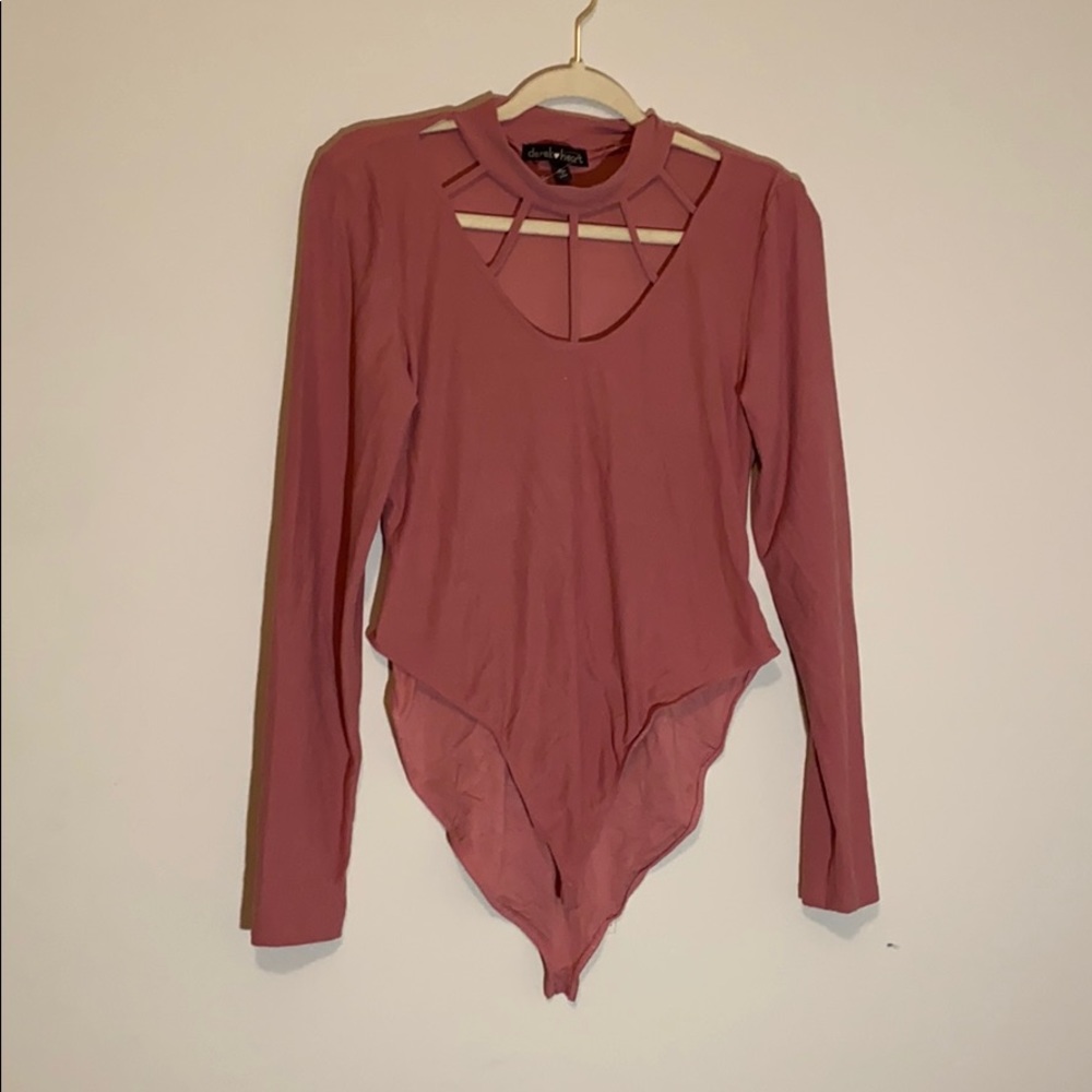 Dusty pink long sleeve bodysuit